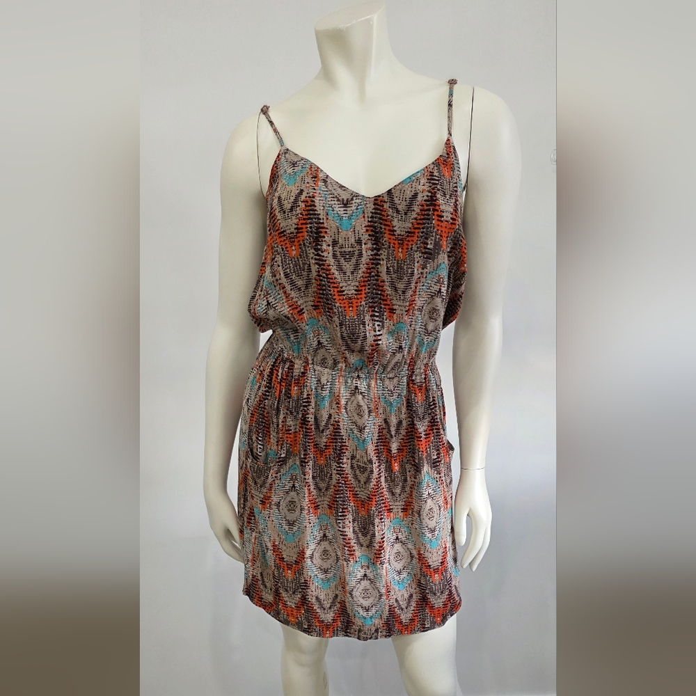 Geomitric print Viscosd Beach dress cover up  With Pocket, XS